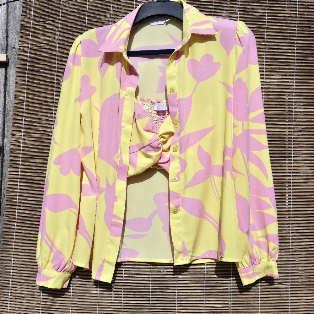 MUY MUY Floral Blouse & Cami Set Size Medium